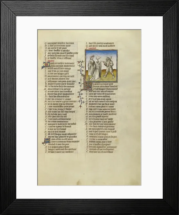 Framed Print : The Personification of Franchise Interceding with Resistance on the Lover's Behalf, about 1405. Creator: Unknown Framed Print : The Personification of Franchise Interceding with Resistance on the Lover's Behalf, about 1405. Creator: Unknown