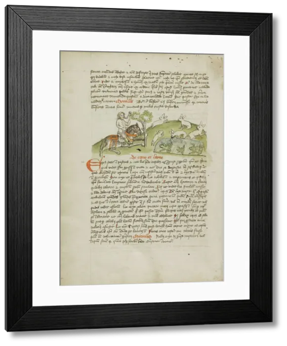 Framed Print : A Hunter on Horseback Hunting Hare; Fables, third quarter of 15th century. Creator: Unknown