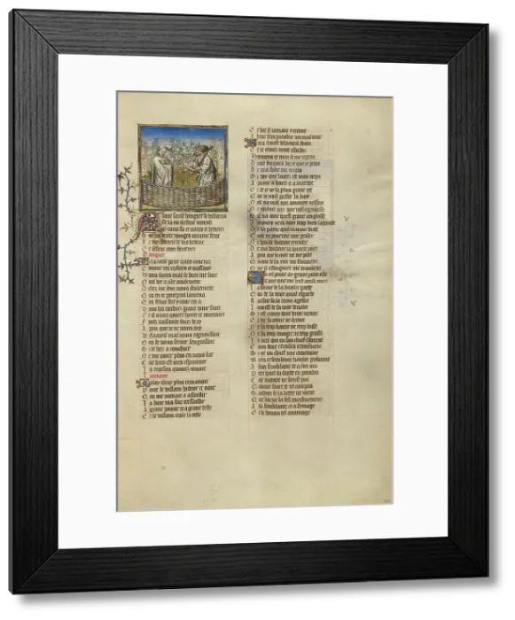 Framed Print : The Personification of Resistance Preventing the Lover from Entering the Rose Garden, about 1405. Creator: Unknown Framed Print : The Personification of Resistance Preventing the Lover from Entering the Rose Garden, about 1405. Creator: Unknown
