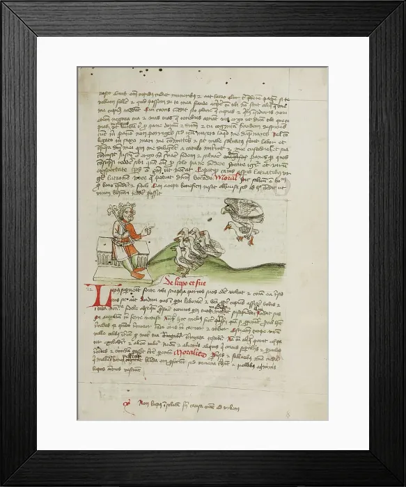 Framed Print : A King Speaking to a Flock of Doves; Fables, third quarter of 15th century. Creator: Unknown Framed Print : A King Speaking to a Flock of Doves; Fables, third quarter of 15th century. Creator: Unknown
