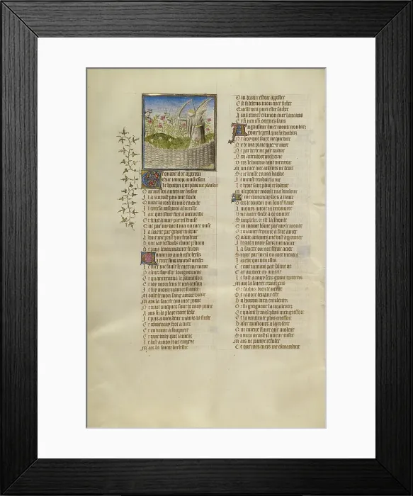 Framed Print : The God of Love Aiming an Arrow at the Lover; Roman de la Rose, about 1405. Creator: Unknown Framed Print : The God of Love Aiming an Arrow at the Lover; Roman de la Rose, about 1405. Creator: Unknown