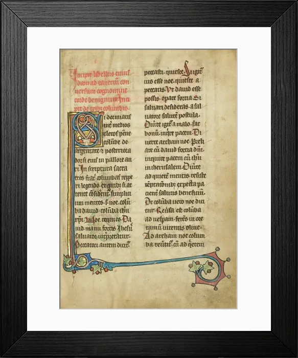 Framed Print : Decorated Initial S; De Natura Avium; De Pastoribus et Ovibus; Bestiarium, 1277 or after. Creator: Unknown Framed Print : Decorated Initial S; De Natura Avium; De Pastoribus et Ovibus; Bestiarium, 1277 or after. Creator: Unknown