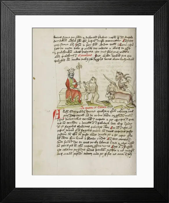 Framed Print : A Monkey Kneeling before Jupiter; Fables, third quarter of 15th century. Creator: Unknown Framed Print : A Monkey Kneeling before Jupiter; Fables, third quarter of 15th century. Creator: Unknown