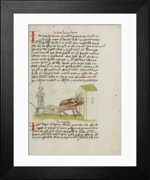 Framed Print : A Farmer with an Open Treasure Chest; Fables, third quarter of 15th century. Creator: Unknown