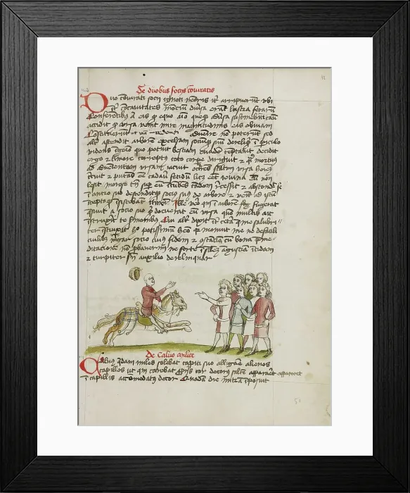 Framed Print : A Horseman Leaving his House before a Crowd of People; Fables, third quarter of 15th century. Creator: Unknown Framed Print : A Horseman Leaving his House before a Crowd of People; Fables, third quarter of 15th century. Creator: Unknown