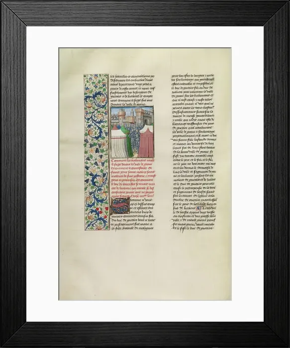 Framed Print : The Brabants Lay Seige Against the City of Grave, c1388; Chroniques (Book Three), about 1480-1483. Creator: Unknown Framed Print : The Brabants Lay Seige Against the City of Grave, c1388; Chroniques (Book Three), about 1480-1483. Creator: Unknown