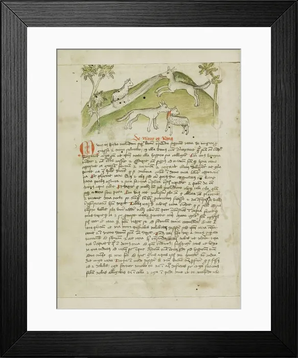 Framed Print : A Wolf Killing a Lamb; Fables, third quarter of 15th century. Creator: Unknown