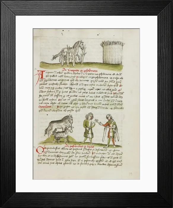 Framed Print : A Horse in a Thorn Bramble near a Wheat Field: A Horse, a Sheep... third quarter of 15th century. Creator: Unknown Framed Print : A Horse in a Thorn Bramble near a Wheat Field: A Horse, a Sheep... third quarter of 15th century. Creator: Unknown