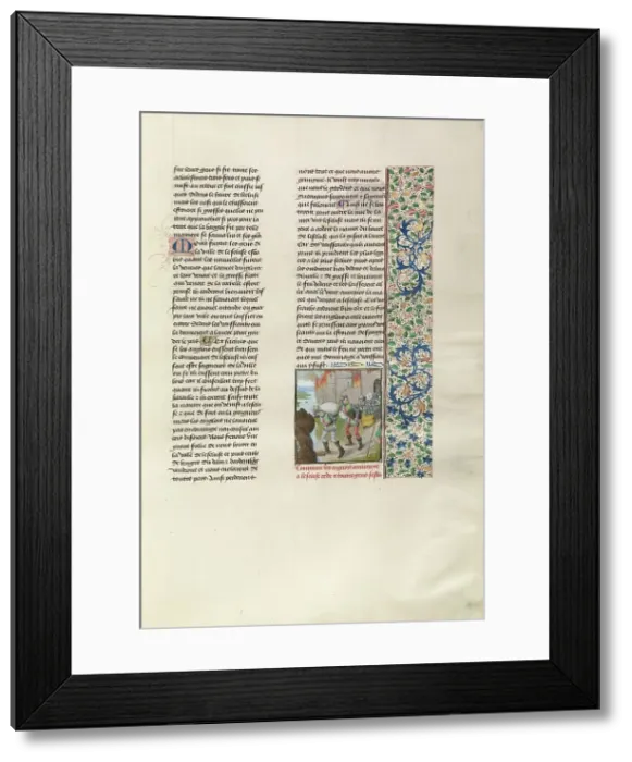 Framed Print : The English Capturing the Flemish Fleet and Burning Flemish Towns, c1380s, c1480-1483. Creator: Unknown Framed Print : The English Capturing the Flemish Fleet and Burning Flemish Towns, c1380s, c1480-1483. Creator: Unknown