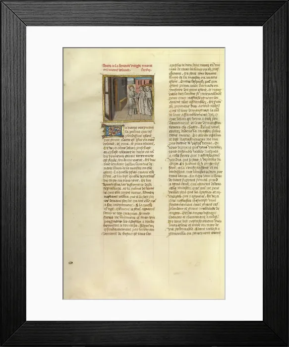 Framed Print : The Arrival of an Apostle at the House of Mary; Miroir Historial, about 1475. Creator: Unknown Framed Print : The Arrival of an Apostle at the House of Mary; Miroir Historial, about 1475. Creator: Unknown