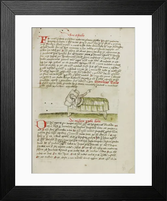 Framed Print : A Man in a Bed; Fables, third quarter of 15th century. Creator: Unknown Framed Print : A Man in a Bed; Fables, third quarter of 15th century. Creator: Unknown