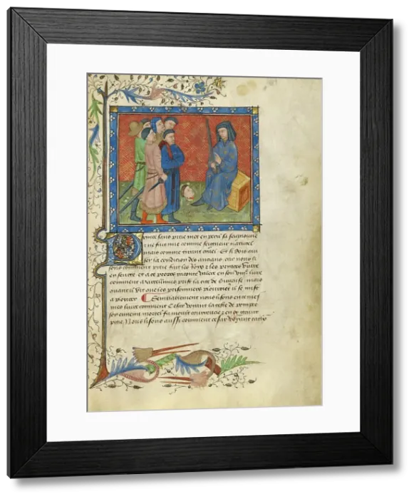 Framed Print : A Group of Men Standing before Caesar and the Severed Head of Pompeius, about 1430. Creator: Unknown Framed Print : A Group of Men Standing before Caesar and the Severed Head of Pompeius, about 1430. Creator: Unknown
