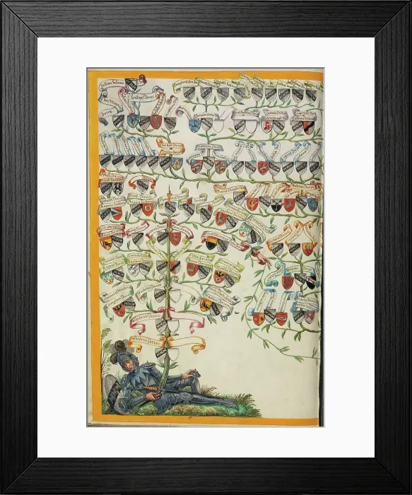 Framed Print : Derrer Family Tree from Friedrich Derrer; Genealogy of the Derrer Family, about 1626-1711. Creator: Unknown Framed Print : Derrer Family Tree from Friedrich Derrer; Genealogy of the Derrer Family, about 1626-1711. Creator: Unknown