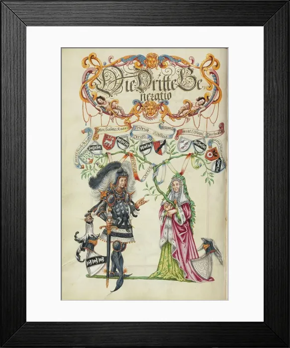 Framed Print : The Third Generation, Friedrich Derrer; Genealogy of the Derrer Family, about 1626-1711. Creator: Unknown Framed Print : The Third Generation, Friedrich Derrer; Genealogy of the Derrer Family, about 1626-1711. Creator: Unknown