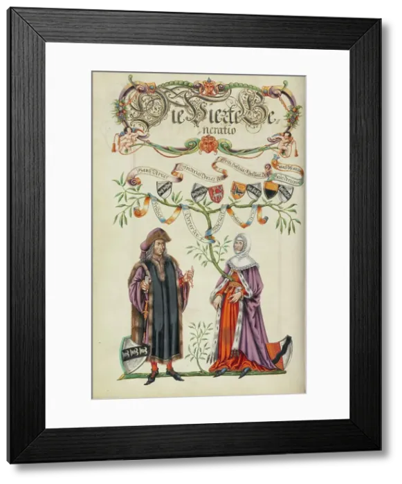 Framed Print : The Fourth Generation, Friedrich Derrer; Genealogy of the Derrer Family, about 1626-1711. Creator: Unknown Framed Print : The Fourth Generation, Friedrich Derrer; Genealogy of the Derrer Family, about 1626-1711. Creator: Unknown