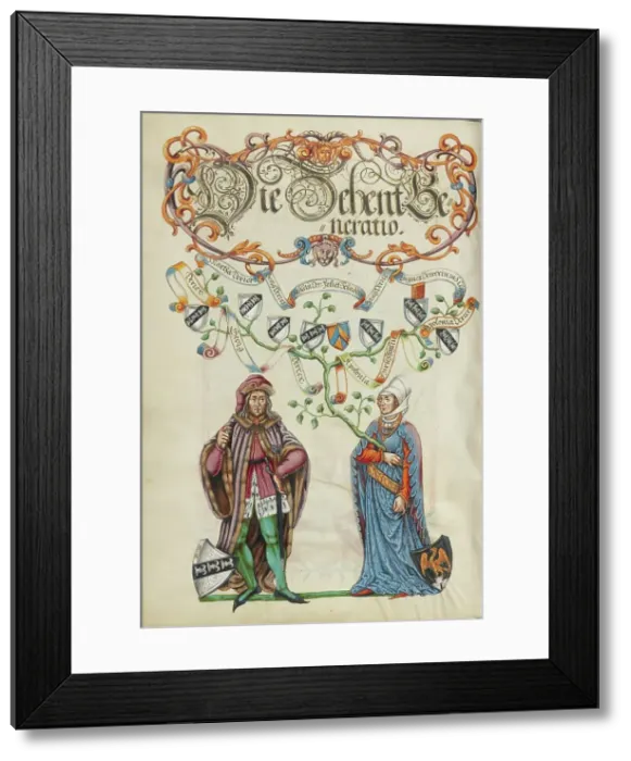 Framed Print : The Tenth Generation, Georg Derrer; Genealogy of the Derrer Family, about 1626-1711. Creator: Unknown Framed Print : The Tenth Generation, Georg Derrer; Genealogy of the Derrer Family, about 1626-1711. Creator: Unknown