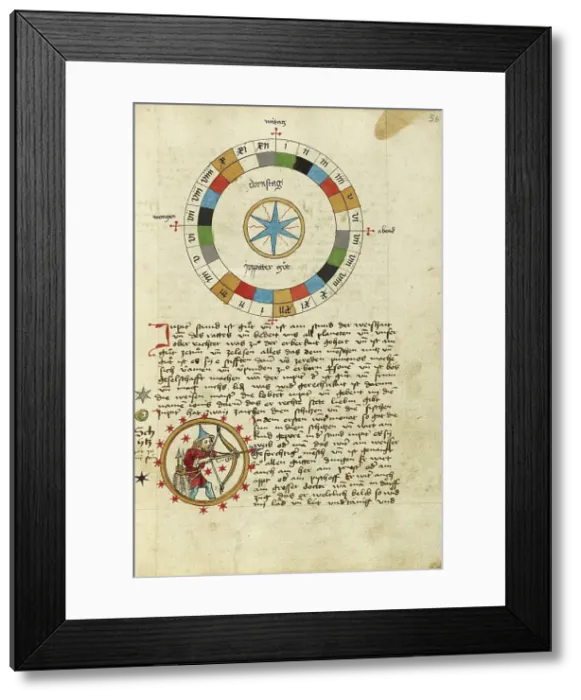 Framed Print : Diagram for Thursday: Sagittarius, shortly after 1464. Creator: Unknown Framed Print : Diagram for Thursday: Sagittarius, shortly after 1464. Creator: Unknown