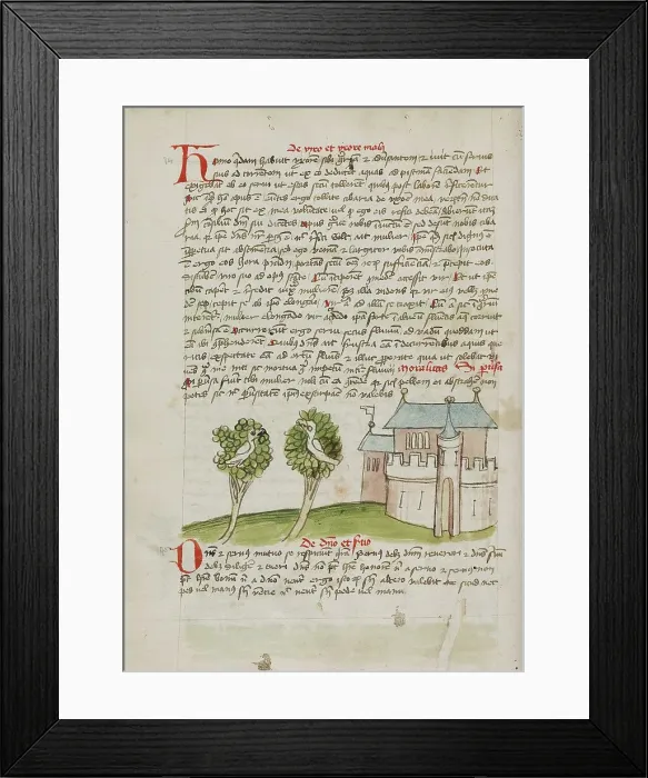 Framed Print : A Bird Perched in a Tree near a Town; Fables, third quarter of 15th century. Creator: Unknown Framed Print : A Bird Perched in a Tree near a Town; Fables, third quarter of 15th century. Creator: Unknown