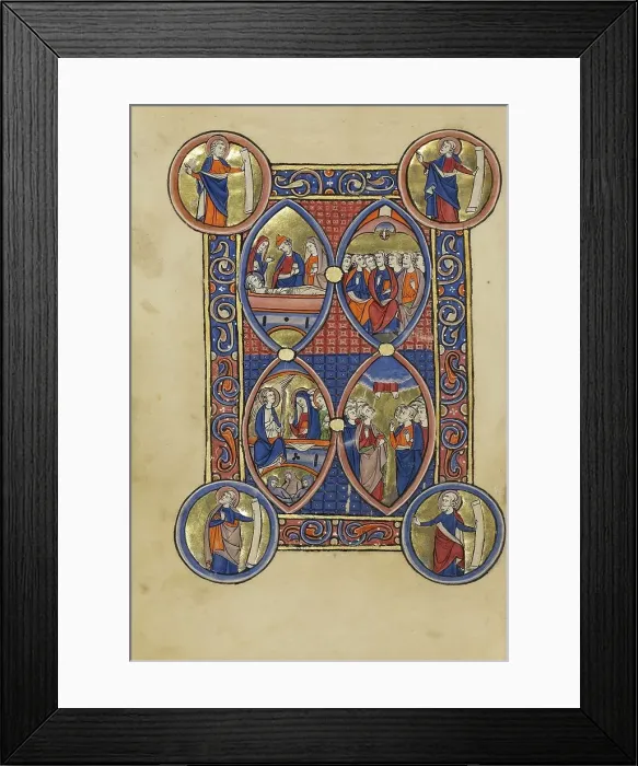 Framed Print : The Entombment: The Women at the Tomb: The Ascension: Pentecost, about 1250-1260. Creator: Unknown Framed Print : The Entombment: The Women at the Tomb: The Ascension: Pentecost, about 1250-1260. Creator: Unknown