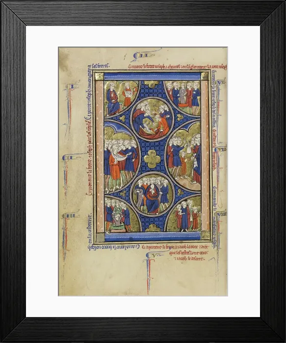 Framed Print : Scenes from the Life of Joseph; Wenceslaus Psalter, about 1250-1260. Creator: Unknown Framed Print : Scenes from the Life of Joseph; Wenceslaus Psalter, about 1250-1260. Creator: Unknown