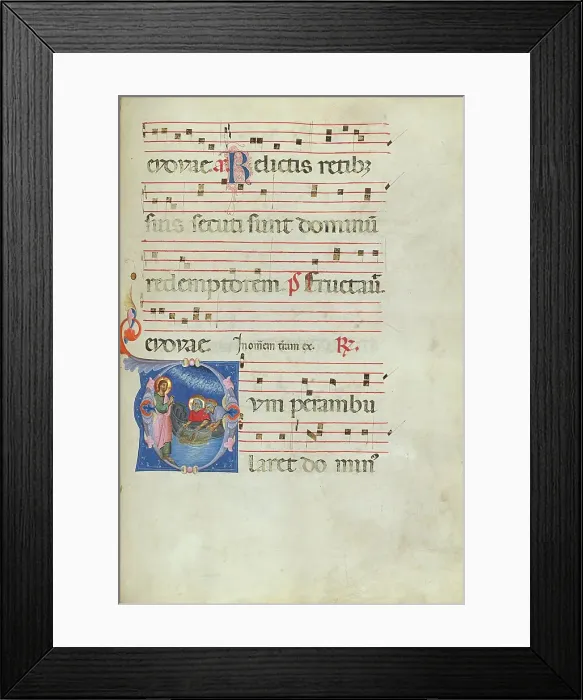 Framed Print : Initial D: The Calling of Saints Peter and Andrew; Antiphonal, late 13th century. Creator: Unknown Framed Print : Initial D: The Calling of Saints Peter and Andrew; Antiphonal, late 13th century. Creator: Unknown