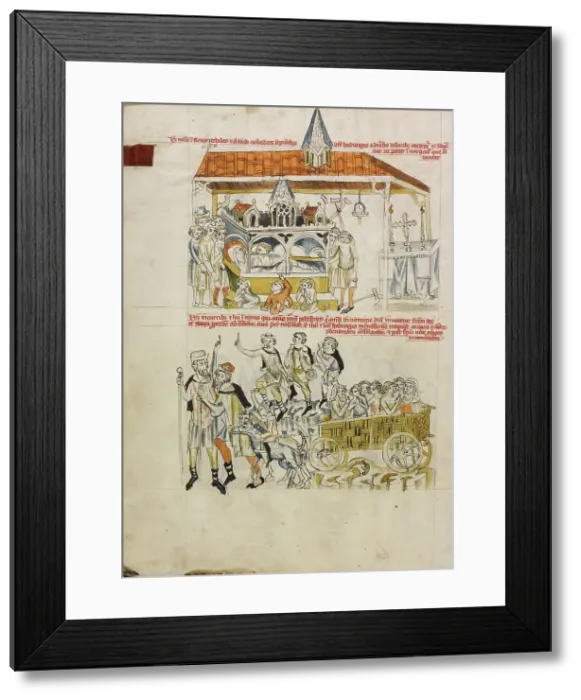 Framed Print : The Sick, the Leprous, and the Lame Praying at Saint Hedwig's Tomb, 1353. Creator: Unknown Framed Print : The Sick, the Leprous, and the Lame Praying at Saint Hedwig's Tomb, 1353. Creator: Unknown