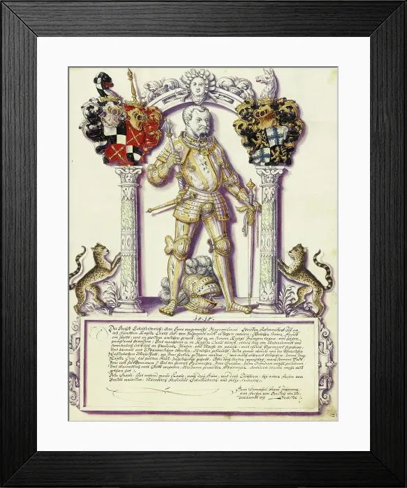 Framed Print : Eitelfriedrich VI Hohenzollern; Chronicle of the Hohenzollern Family, about 1572. Creator: Jorg Ziegler Framed Print : Eitelfriedrich VI Hohenzollern; Chronicle of the Hohenzollern Family, about 1572. Creator: Jorg Ziegler