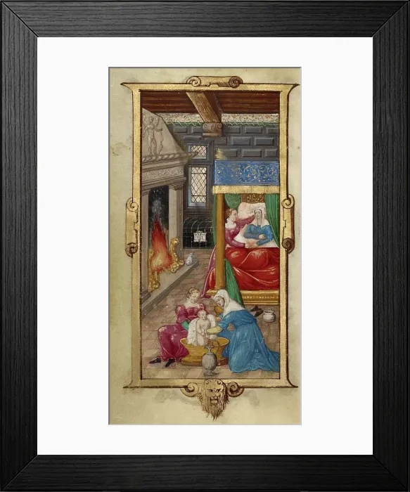 Framed Print : The Birth of the Virgin; The Nativity of the Virgin; Book of Hours, 1544. Creator: Unknown Framed Print : The Birth of the Virgin; The Nativity of the Virgin; Book of Hours, 1544. Creator: Unknown