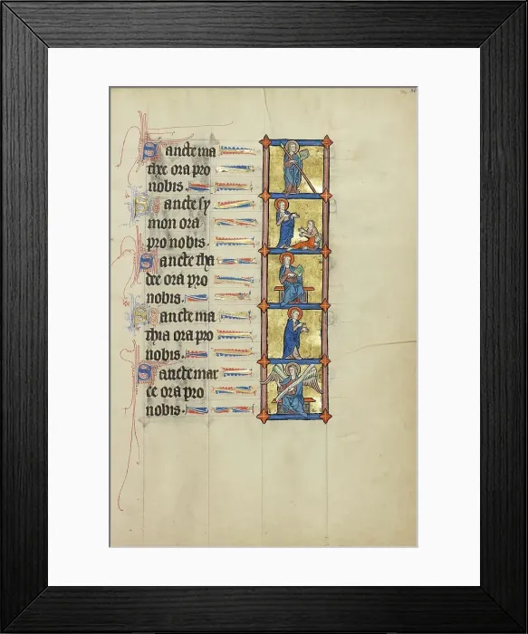 Framed Print : Saint Matthew with a Book and a Lance: Saint Simon Speaking to a Man Seated... about 1300. Creator: Unknown Framed Print : Saint Matthew with a Book and a Lance: Saint Simon Speaking to a Man Seated... about 1300. Creator: Unknown