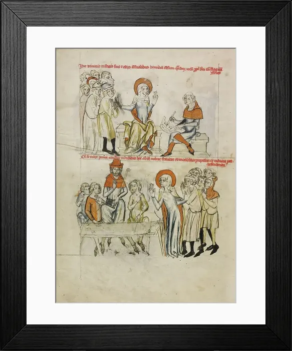 Framed Print : Saint Hedwig Reducing the Feudal Tax of Her Subjects; Saint Hedwig Assuring the Defense... 1353. Creator: Unknown Framed Print : Saint Hedwig Reducing the Feudal Tax of Her Subjects; Saint Hedwig Assuring the Defense... 1353. Creator: Unknown
