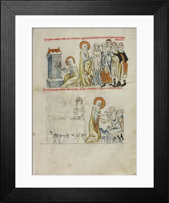 Framed Print : Saint Hedwig Feeding the Imprisoned and Caring for Pilgrims, 1353. Creator: Unknown Framed Print : Saint Hedwig Feeding the Imprisoned and Caring for Pilgrims, 1353. Creator: Unknown