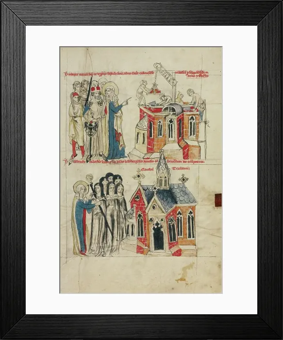 Framed Print : Saint Hedwig and the New Convent: Nuns from Bamberg Settling at the New Convent, 1353. Creator: Unknown Framed Print : Saint Hedwig and the New Convent: Nuns from Bamberg Settling at the New Convent, 1353. Creator: Unknown