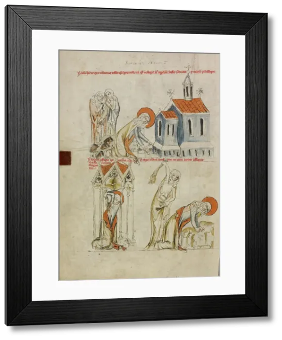 Framed Print : Saint Hedwig Leaving Bloody Footprints in the Snow: The Self-Flagellation of Saint Hedwig, 1353. Creator: Unknown Framed Print : Saint Hedwig Leaving Bloody Footprints in the Snow: The Self-Flagellation of Saint Hedwig, 1353. Creator: Unknown