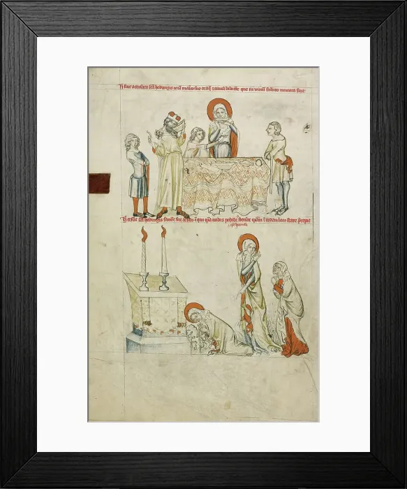 Framed Print : Saint Hedwig Refusing to Drink Wine: Saint Hedwig Praying before an Altar, 1353. Creator: Unknown Framed Print : Saint Hedwig Refusing to Drink Wine: Saint Hedwig Praying before an Altar, 1353. Creator: Unknown