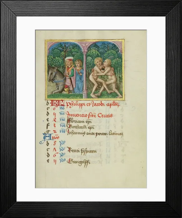 Framed Print : May Calendar Page: Courting: Gemini; Book of Hours, early 16th century. Creator: Unknown Framed Print : May Calendar Page: Courting: Gemini; Book of Hours, early 16th century. Creator: Unknown