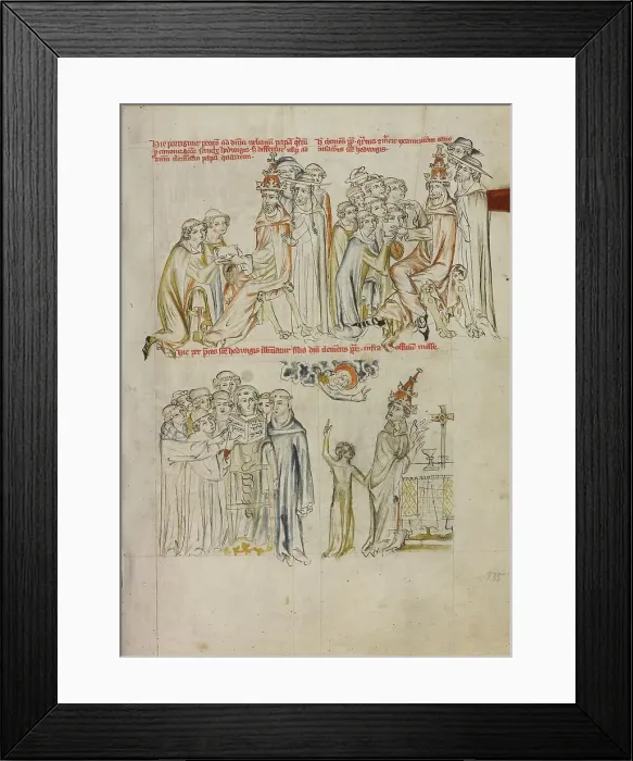 Framed Print : Two Clerics Requesting the Canonization of Saint Hedwig before Pope Urban IV, 1353. Creator: Unknown Framed Print : Two Clerics Requesting the Canonization of Saint Hedwig before Pope Urban IV, 1353. Creator: Unknown