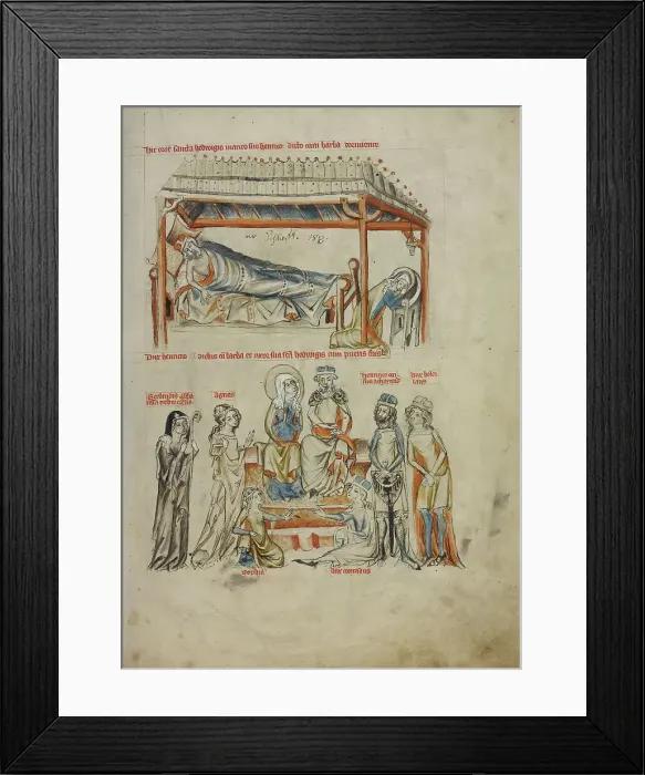 Framed Print : Heinrich Sleeping and Saint Hedwig Praying: Heinrich and Saint Hedwig with Their... 1353. Creator: Unknown Framed Print : Heinrich Sleeping and Saint Hedwig Praying: Heinrich and Saint Hedwig with Their... 1353. Creator: Unknown
