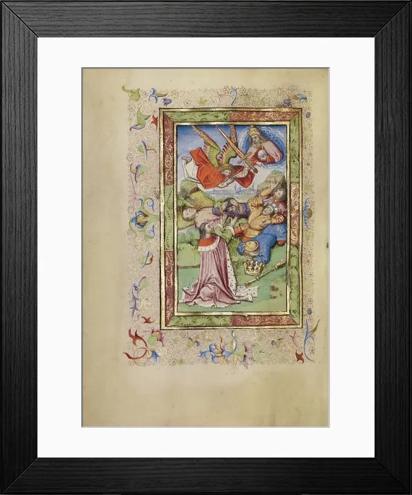 Framed Print : David Praying That the Israelites Be Spared from a Plague; Book of Hours, after 1460. Creator: Unknown