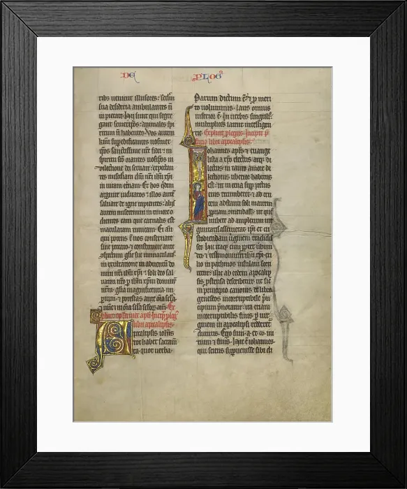 Framed Print : Initial J: Saint John the Evangelist with his Symbol; Concluding Volume of a Bible, about 1260-1270. Creator: Unknown Framed Print : Initial J: Saint John the Evangelist with his Symbol; Concluding Volume of a Bible, about 1260-1270. Creator: Unknown