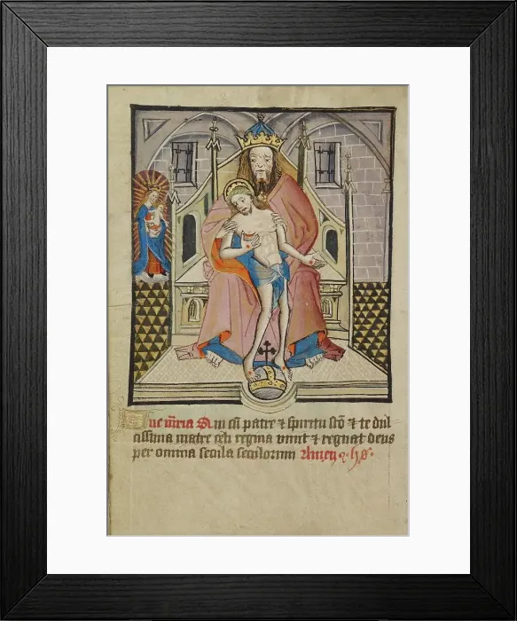 Framed Print : God the Father and Son with the Virgin; Illustrated Vita Christi... about 1480-1490. Creator: Unknown Framed Print : God the Father and Son with the Virgin; Illustrated Vita Christi... about 1480-1490. Creator: Unknown