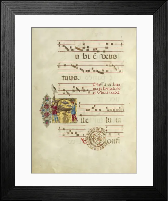 Framed Print : Inhabited Initial A; Gradual, about 1460-1480. Creator: Unknown Framed Print : Inhabited Initial A; Gradual, about 1460-1480. Creator: Unknown