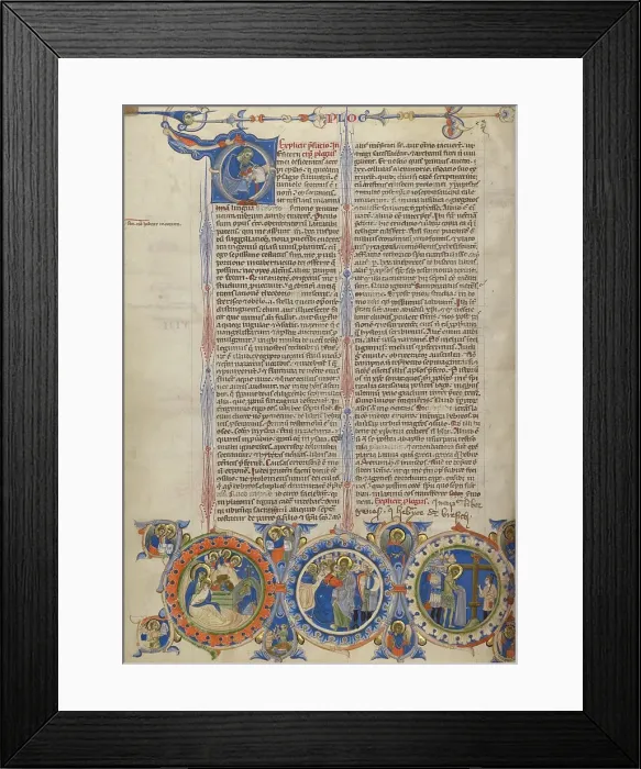 Framed Print : Initial D: Saint Jerome with Scenes of the Life of Christ; Abbey Bible, about 1250-1262. Creator: Unknown Framed Print : Initial D: Saint Jerome with Scenes of the Life of Christ; Abbey Bible, about 1250-1262. Creator: Unknown