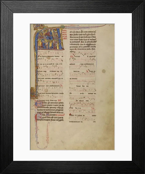 Framed Print : Initial A: The Vision of Saint John of Christ Enthroned and David Playing... between 1234 and 1262. Creator: Unknown Framed Print : Initial A: The Vision of Saint John of Christ Enthroned and David Playing... between 1234 and 1262. Creator: Unknown