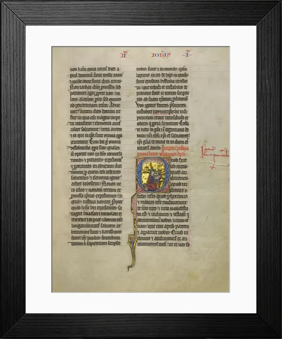 Framed Print : Initial Q: Saint John the Evangelist; Concluding Volume of a Bible, about 1260-1270. Creator: Unknown Framed Print : Initial Q: Saint John the Evangelist; Concluding Volume of a Bible, about 1260-1270. Creator: Unknown