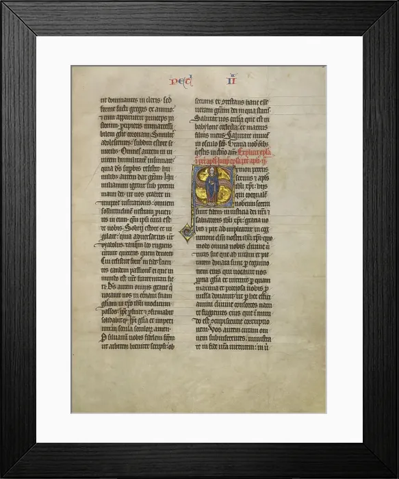 Framed Print : Initial S: Saint Peter with a Key; Concluding Volume of a Bible, about 1260-1270. Creator: Unknown Framed Print : Initial S: Saint Peter with a Key; Concluding Volume of a Bible, about 1260-1270. Creator: Unknown