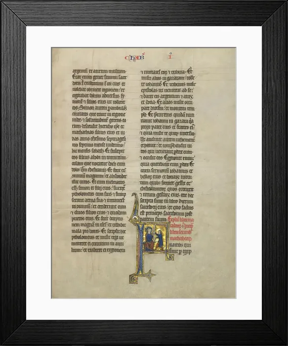 Framed Print : Initial F: Delivery of a Letter; Concluding Volume of a Bible, about 1260-1270. Creator: Unknown Framed Print : Initial F: Delivery of a Letter; Concluding Volume of a Bible, about 1260-1270. Creator: Unknown