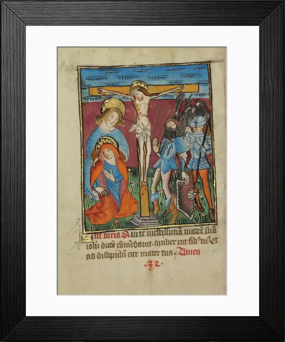 Framed Print : The Virgin Before the Cross; Illustrated Vita Christi, with devotional supplements, about 1480-1490. Creator: Unknown Framed Print : The Virgin Before the Cross; Illustrated Vita Christi, with devotional supplements, about 1480-1490. Creator: Unknown