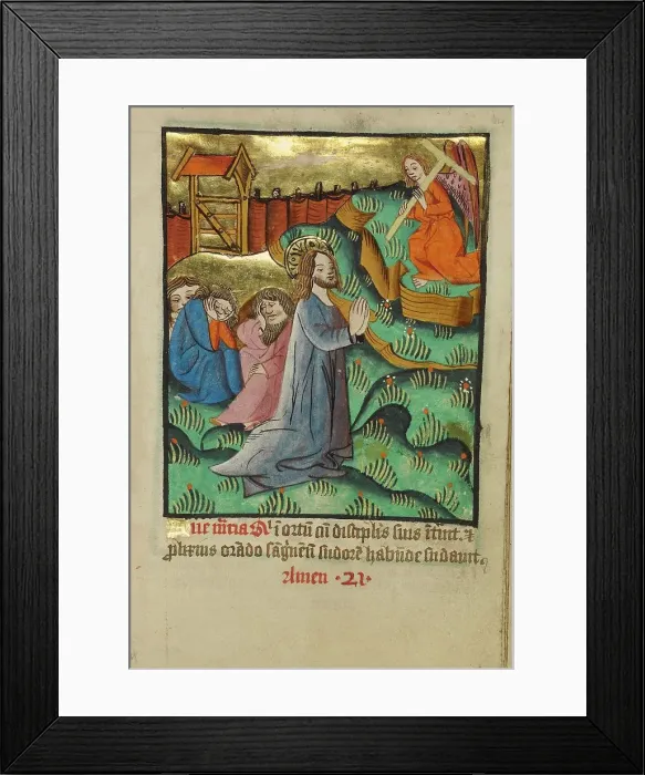 Framed Print : The Agony in the Garden; Illustrated Vita Christi, with devotional supplements, about 1480-1490. Creator: Unknown Framed Print : The Agony in the Garden; Illustrated Vita Christi, with devotional supplements, about 1480-1490. Creator: Unknown