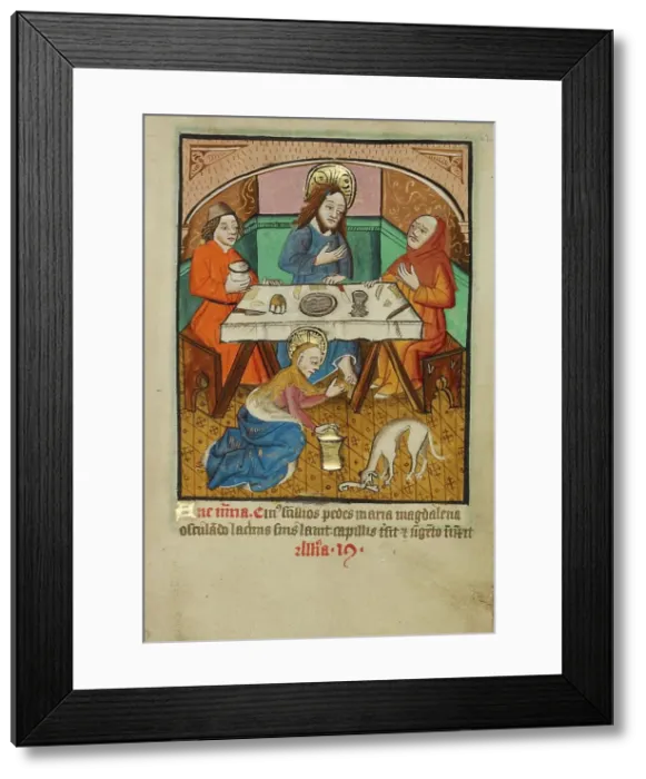 Framed Print : Christ in the House of the Pharisee; Illustrated Vita Christi... about 1480-1490. Creator: Unknown Framed Print : Christ in the House of the Pharisee; Illustrated Vita Christi... about 1480-1490. Creator: Unknown
