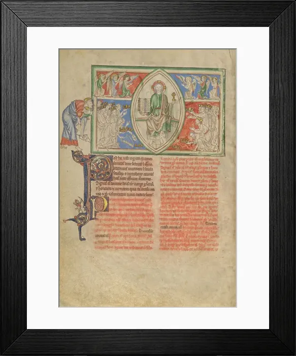Framed Print : The Twenty-Four Elders Pay Homage to the Throne of God; Dyson Perrins Apocalypse, about 1255-1260. Creator: Unknown Framed Print : The Twenty-Four Elders Pay Homage to the Throne of God; Dyson Perrins Apocalypse, about 1255-1260. Creator: Unknown